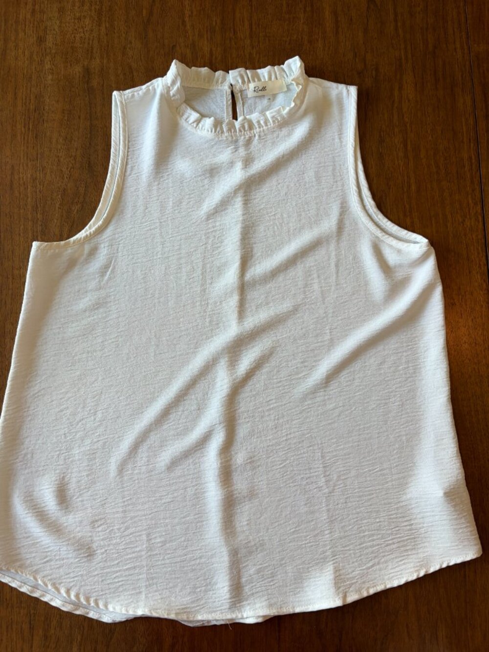 Elle White Ruffle-Neck Sleeveless Camisole